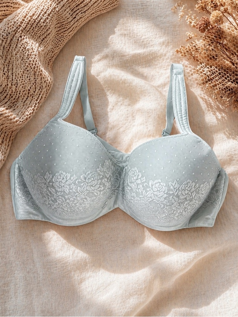 SOMA Stunning Support Balconette Bra 40DDD Aqua Lace Full Coverage Underwire